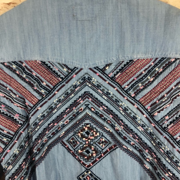 Driftwood Embroidered Button down Denim Shirt - Picture 7 of 8